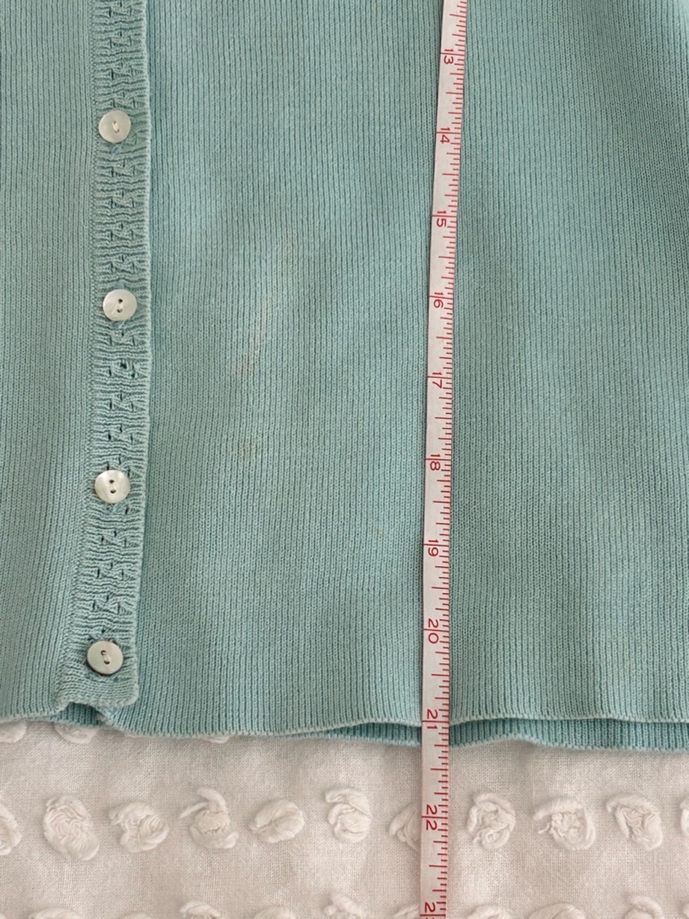 Finity 2 Pc Twinset Cardigan & Sleeveless Top 100% Cotton Knit Mint Green Sz PL - Picture 10 of 16